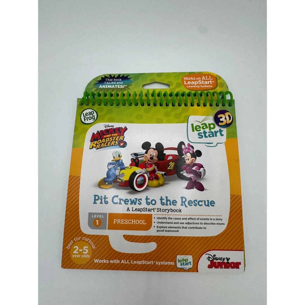 LeapFrog LeapStart 3D Disney Mickey Roadster Racers Pit Crews Rescue Book Lvl 1